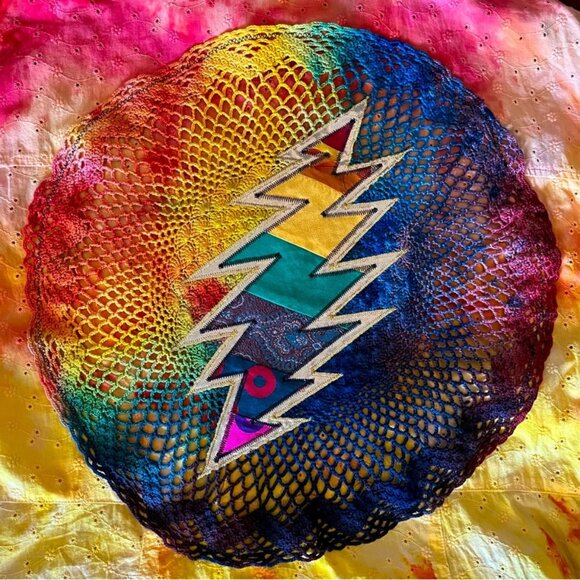 Multicolor Tie-Dye Crochet Dress, Grateful Dead, Phish, Handmade, XL Size 16-18 - Picture 1 of 10